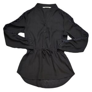 Urban Kids Black Tunic Top Long Sleeve Girls Size Medium 10 12 Lace Shirt